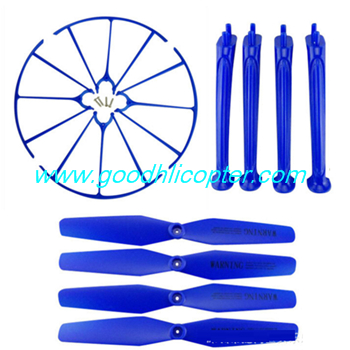 SYMA-X5HC-X5HW Quad Copter parts Main blades + protection cover + undercarriage (blue color) - Click Image to Close